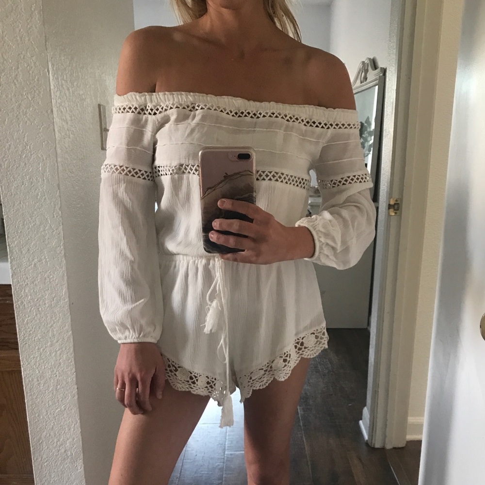 White Crochet Romper / Cover-up